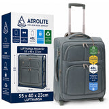 Aerolite Erweiterbarer Kabinenkoffer 55x40x20cm (bis 55x40x23cm) – Lufthansa MAX Handgepäck – Ryanair & Wizz Air Priority kompatibel – Leichter Weichschalen Trolley