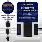 Aerolite Lufthansa Gepäck-Set – Kabinentrolley 55x40x20/23 + Unter-Sitz-Rucksack 40x30x10, Handgepäck für Lufthansa, Swiss, Austrian, Recycelt, Erweiterbar, Leicht, 10 Jahre Garantie