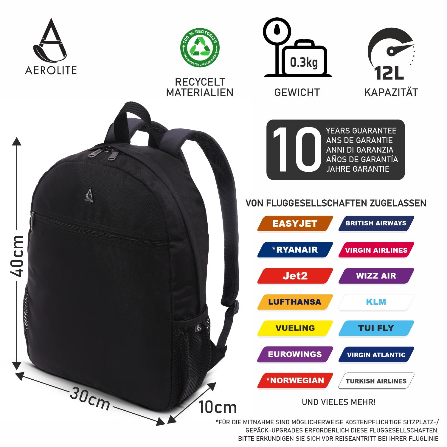 wanderrucksack handgepäck größe Aerolite 40x30x10 Maximalgröße Lufthansa-Rucksack, recycelt, umweltfre – Aerolite DE