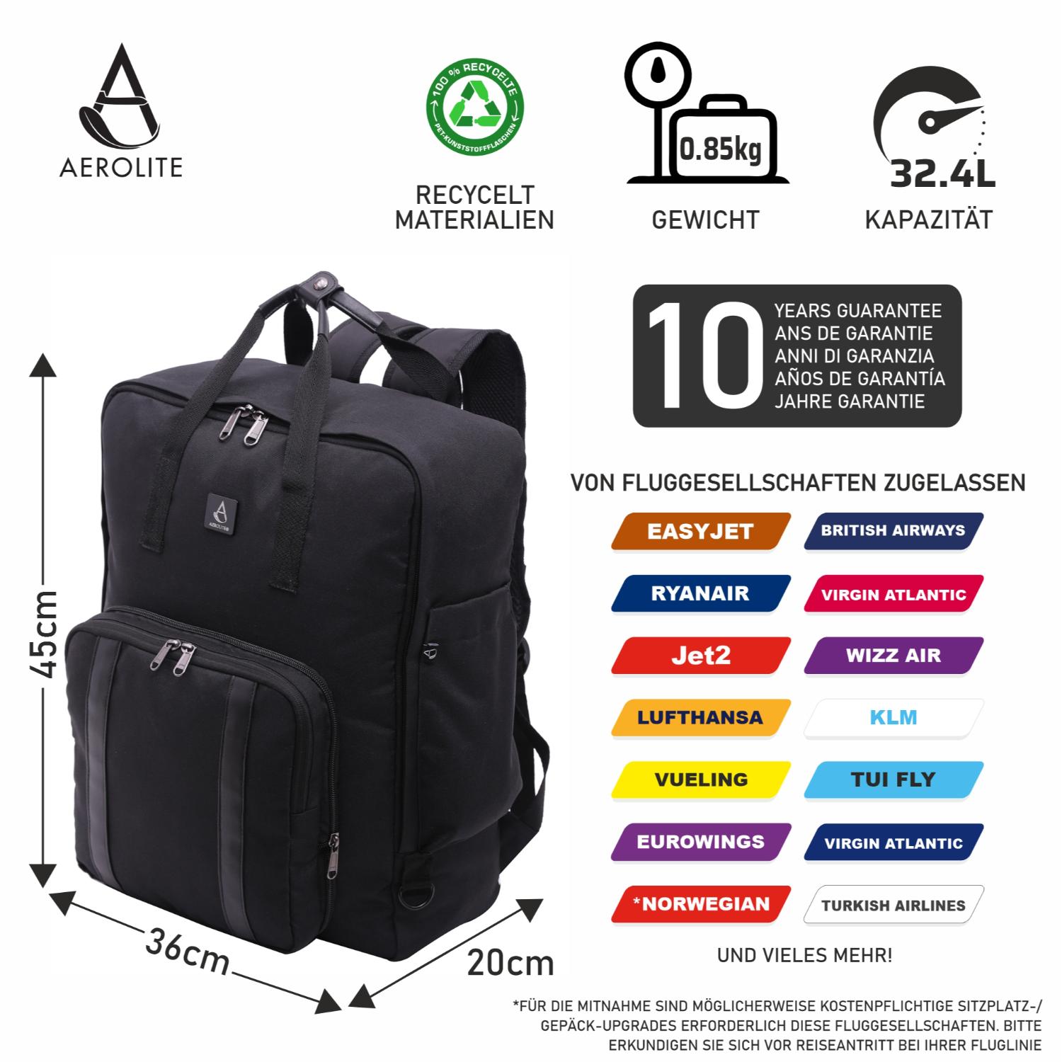 reiserucksack easyjet Aerolite 45x36x20cm Easyjet Maximal Ökofreundlicher Super Premium Qual – Aerolite DE