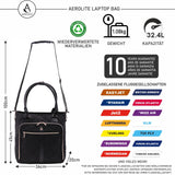 Aerolite 45x36x20cm Easyjet Maximal Super Premium Qualität Ökofreundliche Laptoptasche - Passend für bis zu 16,5", Übernacht - Handkabinengepäck Schultertasche Gesteppt mit 10 Jahren Garantie (Schwarz) - Aerolite DE