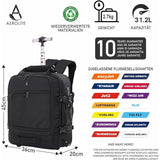 Aerolite 45x36x20cm Easyjet Maximalgröße Premium Rucksack - Trolley mit 2 Rädern, aus recyceltem, umweltfreundlichem Material, Handgepäck mit ausziehbarem Griff, 10 Jahre Garantie - Aerolite DE