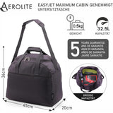 Aerolite (45x36x20cm) Neue und verbesserte 2024 Easyjet maximale Größe Reisetasche Kabinengepäck unter dem Sitz Flugtasche, Schwarz - Aerolite DE