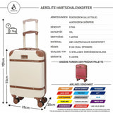 Aerolite 55x35x20cm Handgepäck Trolley Koffer Leicht Moderner Klassischer Retro Vintage Hartschalenkoffer mit 4 Doppelspinnrädern Ryanair Easyjet (Cremefarben)