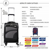 Aerolite (55x35x20cm) Leichter 4 Rollen Handgepäck Trolley Koffer Bordgepäck Reisekoffer Gepäck Genehmigt für Lufthansa, Eurowings, Sunexpress, Ryanair, Easyjet und viele mehr, Schwarz/Grau - Aerolite DE