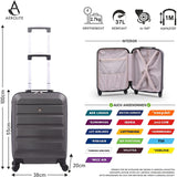 Aerolite 55x38x20cm ABS Koffer Handgepäck Emirates Max. Größe Hartschalen Kabinengepäck mit 4 Rädern, auch passend für viele andere Fluggesellschaften 5 Jahre Garantie (Kohlegrau)