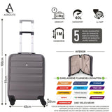 Aerolite (55x40x20cm) Ryanair Höchstbetrag 4 Rollen Leichter Hartschale Bordgepäck Handgepäck Handgepäckkoffer Kabinentrolley Trolley Koffer, Kohlegrau