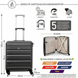 Aerolite 56x45x25 Easyjet/British Airways/Jet2 Höchstbetrag 8-Rad Handgepäck Leichtgewicht Hartschale Bordgepäck Kabinentrolley Reisekoffer Trolley Koffer (Kohlegrau)