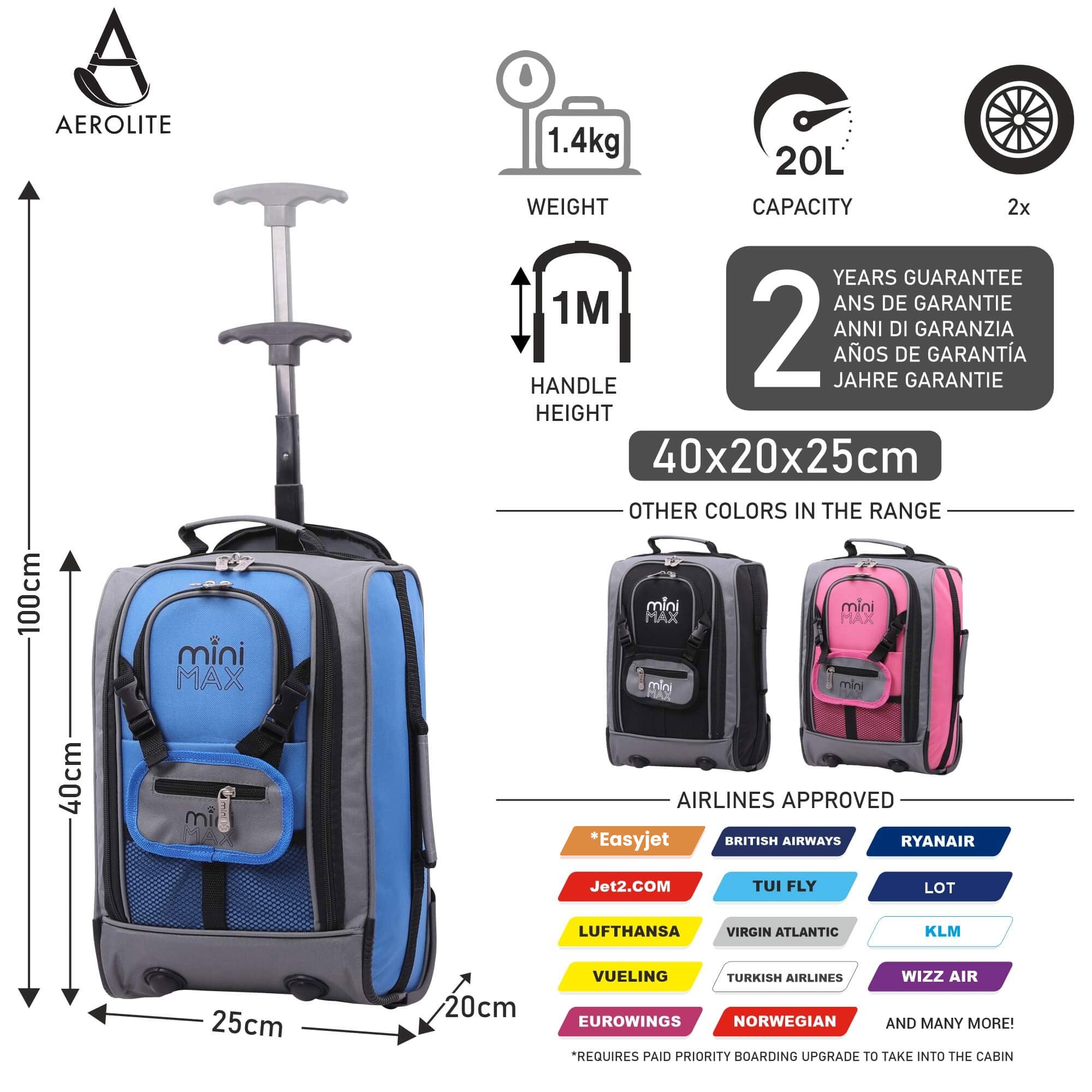 reiserucksack handgepäck 40x20x25 Aerolite MiniMAX 20L 40x20x25 Ryanair-zugelassener Größe Handgepäck un – Aerolite DE
