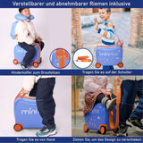 Aerolite MiniMax Kinder - Ride - On - Koffer, passend für 45 x 36 x 20 cm, EasyJet, maximale Größe, Kinder - Handgepäck mit Rollen, 29 l (Blau) - Aerolite DE