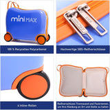 Aerolite MiniMax Kinder - Ride - On - Koffer, passend für 45 x 36 x 20 cm, EasyJet, maximale Größe, Kinder - Handgepäck mit Rollen, 29 l (Blau) - Aerolite DE