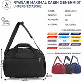 Aerolite New 2024 Ryanair (40x20x25cm) Maximale Größe der Kabinenreisetasche - Nehmen Sie den Max an Bord, Zugelassen für Lufthansa - Aerolite DE