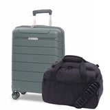 Aerolite Ryanair Priority Max Bundle: Erweiterbarer 55x40x20+3 cm PP-Hartschalenkoffer (Grün) mit 40x30x20 cm Neuer Ryanair Max Untersitz-Tasche (Schwarz)