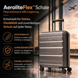 Aerolite 56 x 45 x 25 cm großer Kabinenkoffer – EasyJet Large Cabin/Plus/Flexi, British Airways & Jet2 maximale Handgepäckgröße, leichter Hartschalenkoffer mit 8 Spinnerrollen, TSA-Schloss, 56 l Fassungsvermögen, 5 Jahre Garantie – Anthrazit