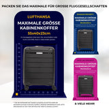 Aerolite PP Kabinenkoffer 55x40x20–23 cm Erweiterbar – Lufthansa Max Größe, Ryanair & Wizz Air Priority Handgepäck, Leichter Hartschalen Trolley mit YKK Reißverschluss, TSA Schloss & 4 Rollen