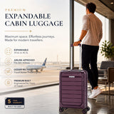 Aerolite Erweiterbarer Kabinenkoffer 55 x 40 x 20 cm bis 55 x 40 x 23 cm – Handgepäck für Ryanair & Wizz Air Priority, aus recyceltem Meeresplastik, Laptop- & Tablet-Fach, USB-Ladeanschluss, SILVADUR® antimikrobielle Innenausstattung, TSA-Schloss (Wein)