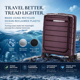 Aerolite Erweiterbarer Kabinenkoffer 55 x 40 x 20 cm bis 55 x 40 x 23 cm – Handgepäck für Ryanair & Wizz Air Priority, aus recyceltem Meeresplastik, Laptop- & Tablet-Fach, USB-Ladeanschluss, SILVADUR® antimikrobielle Innenausstattung, TSA-Schloss (Wein)