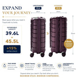 Aerolite Erweiterbarer Kabinenkoffer 55 x 40 x 20 cm bis 55 x 40 x 23 cm – Handgepäck für Ryanair & Wizz Air Priority, aus recyceltem Meeresplastik, Laptop- & Tablet-Fach, USB-Ladeanschluss, SILVADUR® antimikrobielle Innenausstattung, TSA-Schloss (Wein)