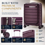 Aerolite Erweiterbarer Kabinenkoffer 55 x 40 x 20 cm bis 55 x 40 x 23 cm – Handgepäck für Ryanair & Wizz Air Priority, aus recyceltem Meeresplastik, Laptop- & Tablet-Fach, USB-Ladeanschluss, SILVADUR® antimikrobielle Innenausstattung, TSA-Schloss (Wein)