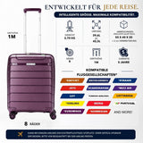 Aerolite Erweiterbarer Kabinenkoffer 55 x 40 x 20 cm bis 55 x 40 x 23 cm – Leichtes Hartschalen-Handgepäck für Ryanair & Wizz Air Priority, aus recyceltem Meeresplastik, TSA-Schloss & 4 Spinnerrollen (Weinrot)