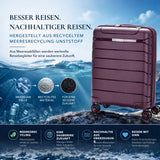 Aerolite Erweiterbarer Kabinenkoffer 55 x 40 x 20 cm bis 55 x 40 x 23 cm – Leichtes Hartschalen-Handgepäck für Ryanair & Wizz Air Priority, aus recyceltem Meeresplastik, TSA-Schloss & 4 Spinnerrollen (Weinrot)
