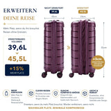 Aerolite Erweiterbarer Kabinenkoffer 55 x 40 x 20 cm bis 55 x 40 x 23 cm – Leichtes Hartschalen-Handgepäck für Ryanair & Wizz Air Priority, aus recyceltem Meeresplastik, TSA-Schloss & 4 Spinnerrollen (Weinrot)