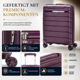 Aerolite Erweiterbarer Kabinenkoffer 55 x 40 x 20 cm bis 55 x 40 x 23 cm – Leichtes Hartschalen-Handgepäck für Ryanair & Wizz Air Priority, aus recyceltem Meeresplastik, TSA-Schloss & 4 Spinnerrollen (Weinrot)