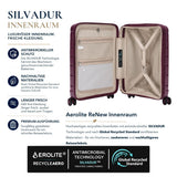 Aerolite Erweiterbarer Kabinenkoffer 55 x 40 x 20 cm bis 55 x 40 x 23 cm – Leichtes Hartschalen-Handgepäck für Ryanair & Wizz Air Priority, aus recyceltem Meeresplastik, TSA-Schloss & 4 Spinnerrollen (Weinrot)