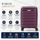 Aerolite Erweiterbarer Kabinenkoffer 55 x 40 x 20 cm bis 55 x 40 x 23 cm – Leichtes Hartschalen-Handgepäck für Ryanair & Wizz Air Priority, aus recyceltem Meeresplastik, TSA-Schloss & 4 Spinnerrollen (Weinrot)