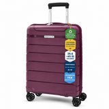 Aerolite Erweiterbarer Kabinenkoffer 55 x 40 x 20 cm bis 55 x 40 x 23 cm – Leichtes Hartschalen-Handgepäck für Ryanair & Wizz Air Priority, aus recyceltem Meeresplastik, TSA-Schloss & 4 Spinnerrollen (Weinrot)