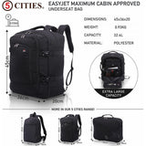 5 Cities 45x36x20cm Handkabinengepäck Handgepäcksrucksack Umhängetasche Reisetasche Flugtasche Handgepäck Rucksack 32.4 Liter, Schwarz - Aerolite DE