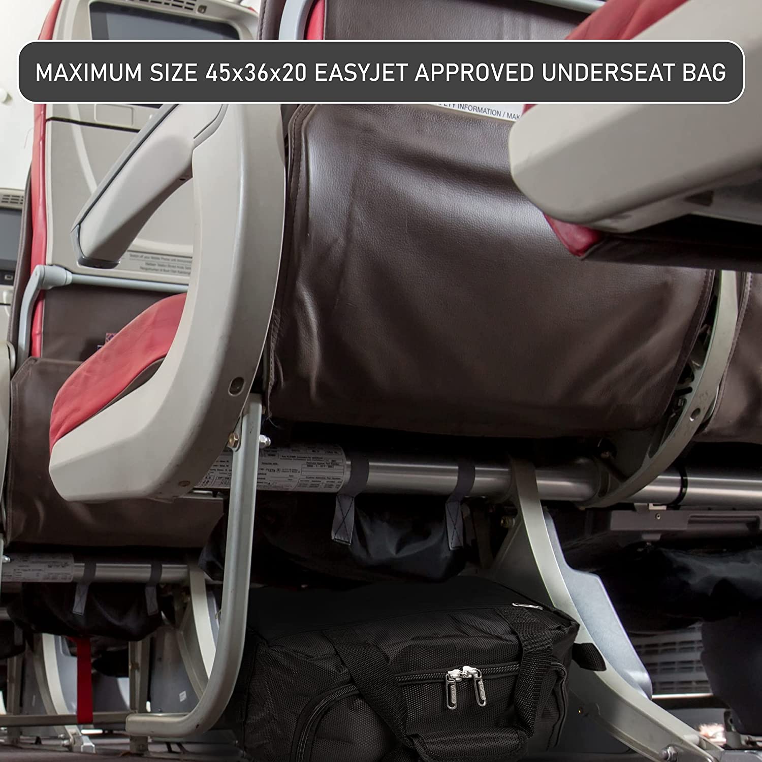 Aerolite (45x36x20cm) Neue und verbesserte 2024 easyJet maximale Größe Reisetasche Kabinengepäck unter dem Sitz Flugtasche, Schwarz