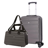 Aerolite (55x40x20cm) Ryanair Höchstbetrag 4 Rollen Leichter Hartschale Bordgepäck Handgepäck Handgepäckkoffer Kabinentrolley Trolley Koffer, Kohlegrau - Aerolite DE