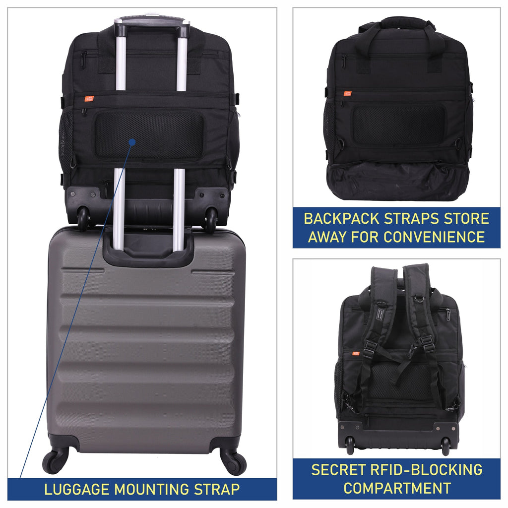 Aerolite 45x36x20cm easyJet Maximalgröße Premium Rucksack-Trolley mit ...