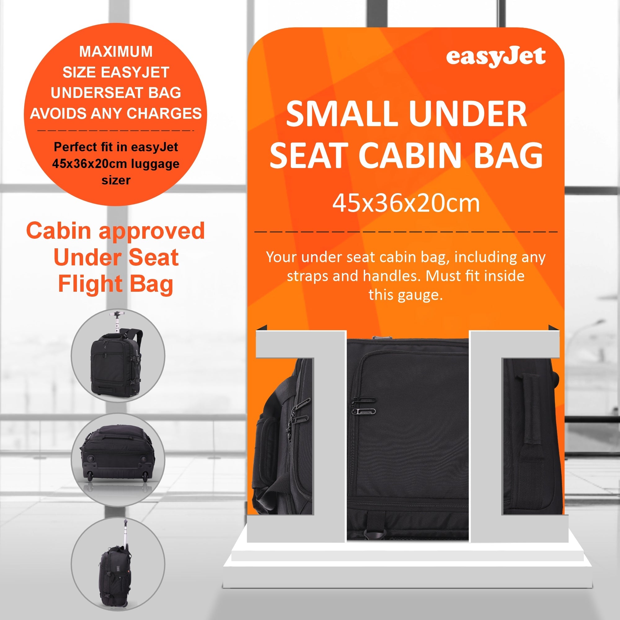 Aerolite 45x36x20cm easyJet Maximalgröße Premium Rucksack-Trolley mit ...