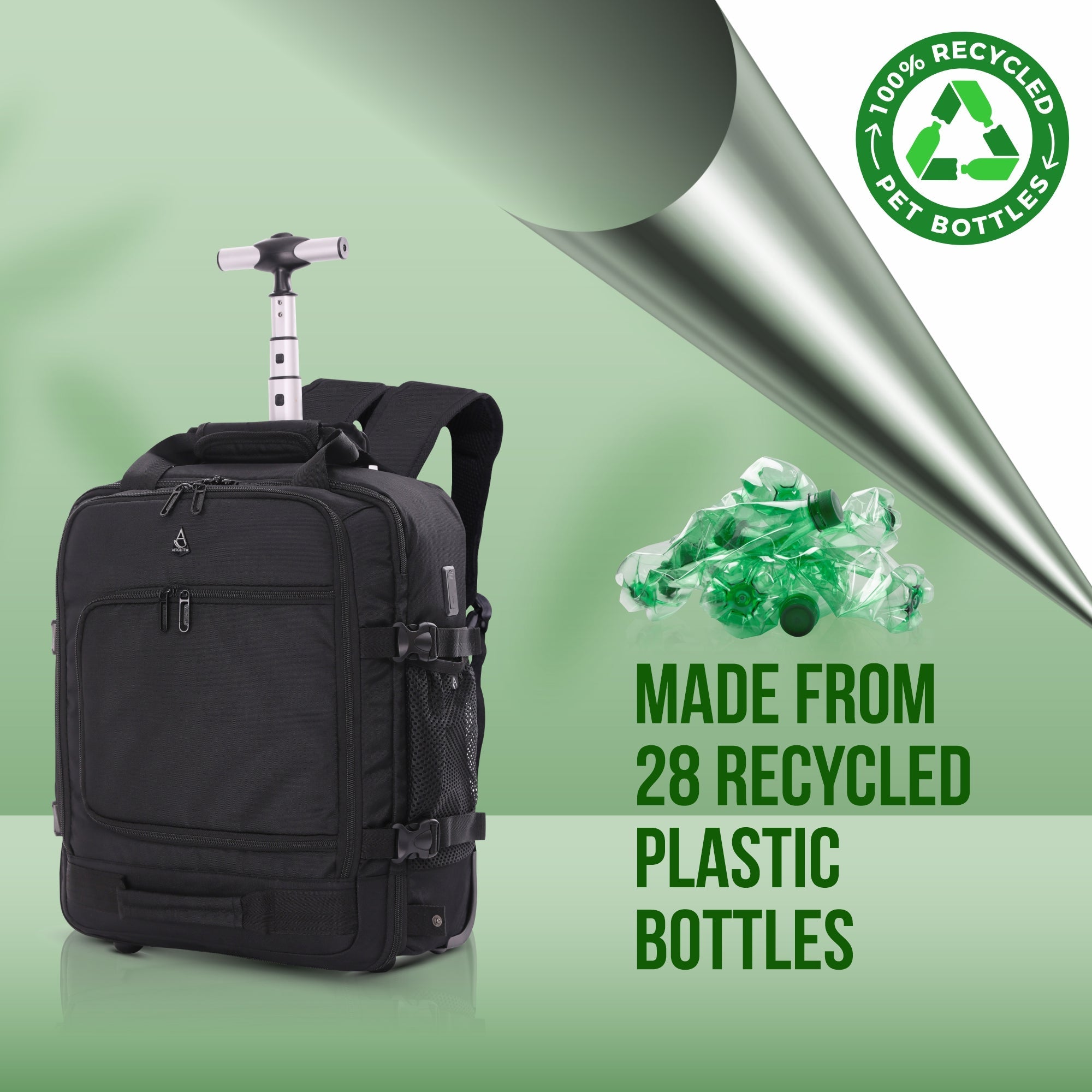 Aerolite 45x36x20cm easyJet Maximalgröße Premium Rucksack-Trolley mit ...