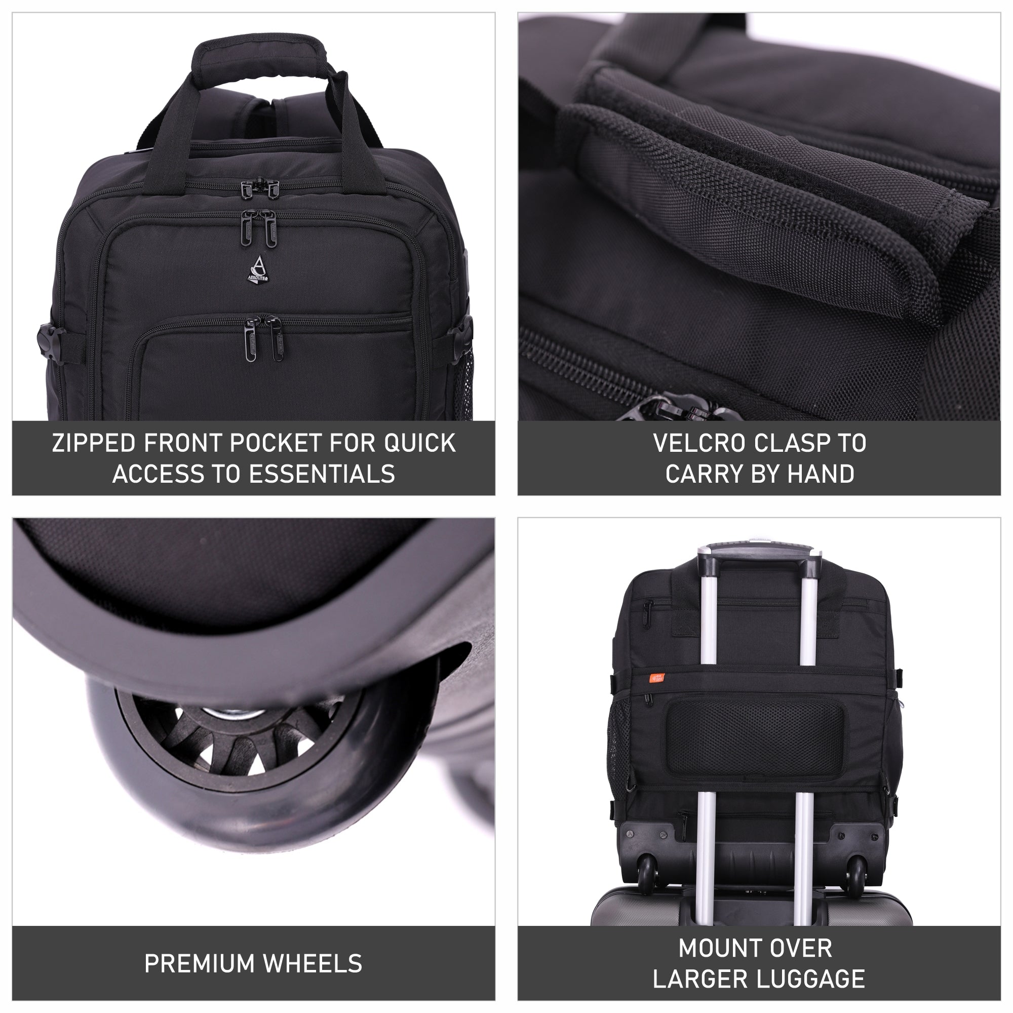 Aerolite 45x36x20cm easyJet Maximalgröße Premium Rucksack-Trolley mit ...