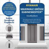 Aerolite Ryanair Reisekoffer mit 2 Rädern, maximale Zulassung, 40 l, Hartschale, 55 x 40 x 20 cm, auch zugelassen für easyJet, Jet2 und mehr - Aerolite DE