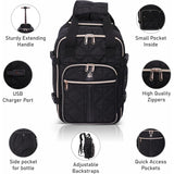 Aerolite Ryanair Rucksack mit 2 Rädern, umweltfreundlich, mit ausziehbarem Griff, Reisegepäck, 40 x 20 x 25 cm, gesteppt, Schwarz , Rucksack - Aerolite DE